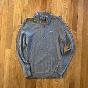Boys Hollister 1/4 zip gray sweater